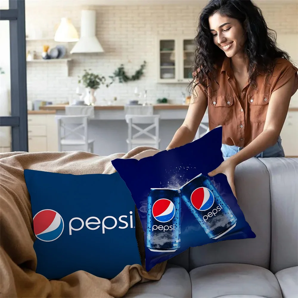 Pillow Covers Cartoon Soda Brand Art P-Pepsi-Cola Sofa Decorative Home Double-sided Printing Short Plush Cute Cushion Cover