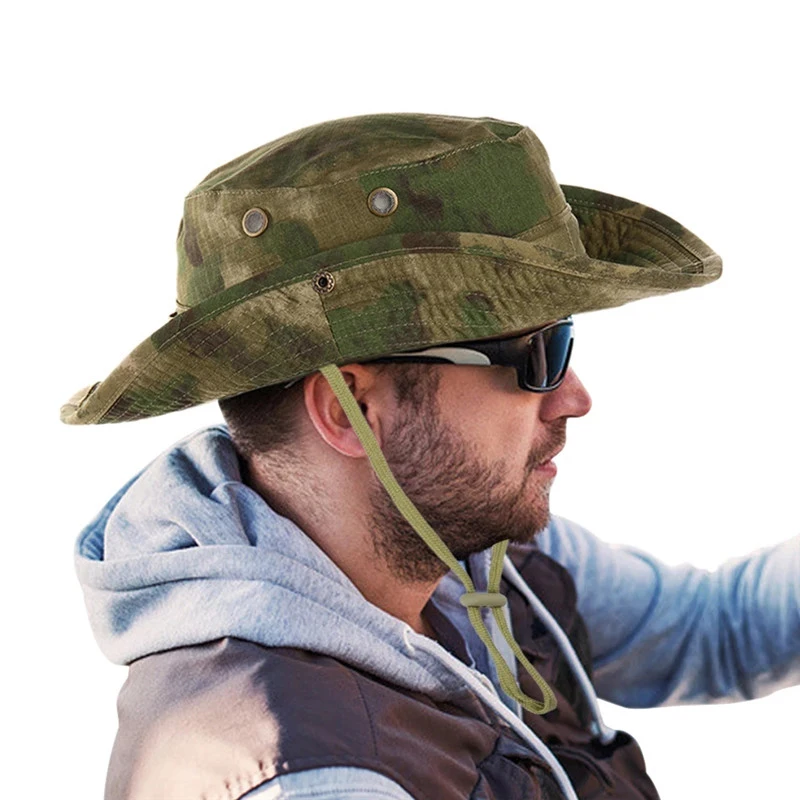 

Men Outdoor Fishing Cap Fisherman Army Hunting Outdoor Sports Hiking Fishing Sun Protector Beach Hat Military Camouflage Boonie