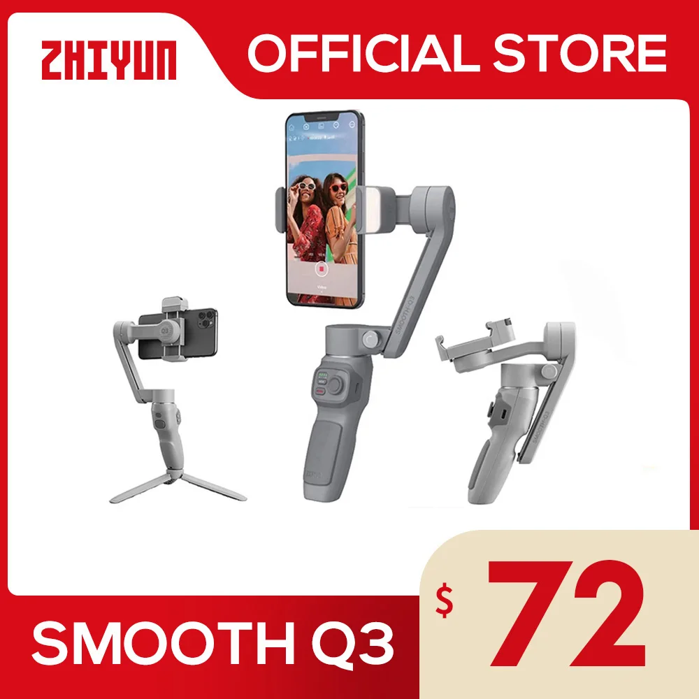 ZHIYUN Official SMOOTH Q3 Phone Gimbal 3-Axis Handheld Stabilizer for iPhone 14 pro max /Xiaomi/Huawei VS DJI OM 5