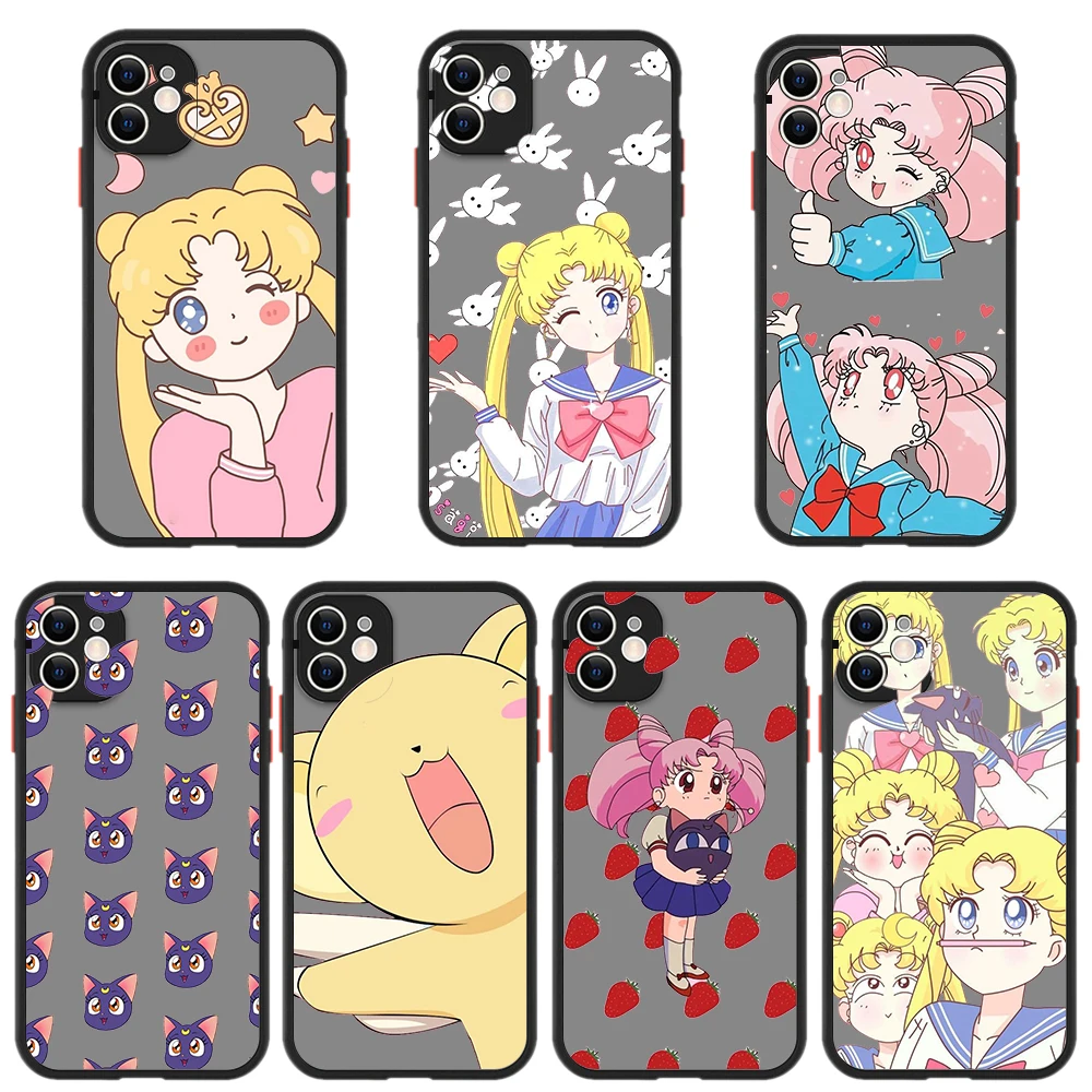 

Чехол Сейлор Мун для iPhone 13 Pro Max, противоударный Прозрачный чехол для телефона iPhone 12 11 Pro Max XR X XS 7 8 Plus, мягкий силиконовый матовый чехол