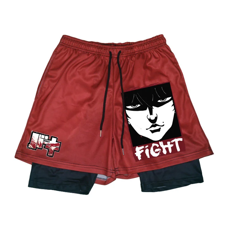 

Anime Baki 2 in 1 Sport Sorts Men Sportswear Runnin Sorts Beac Workout Summer ym Fitness Trainin Join Women Sort Pants