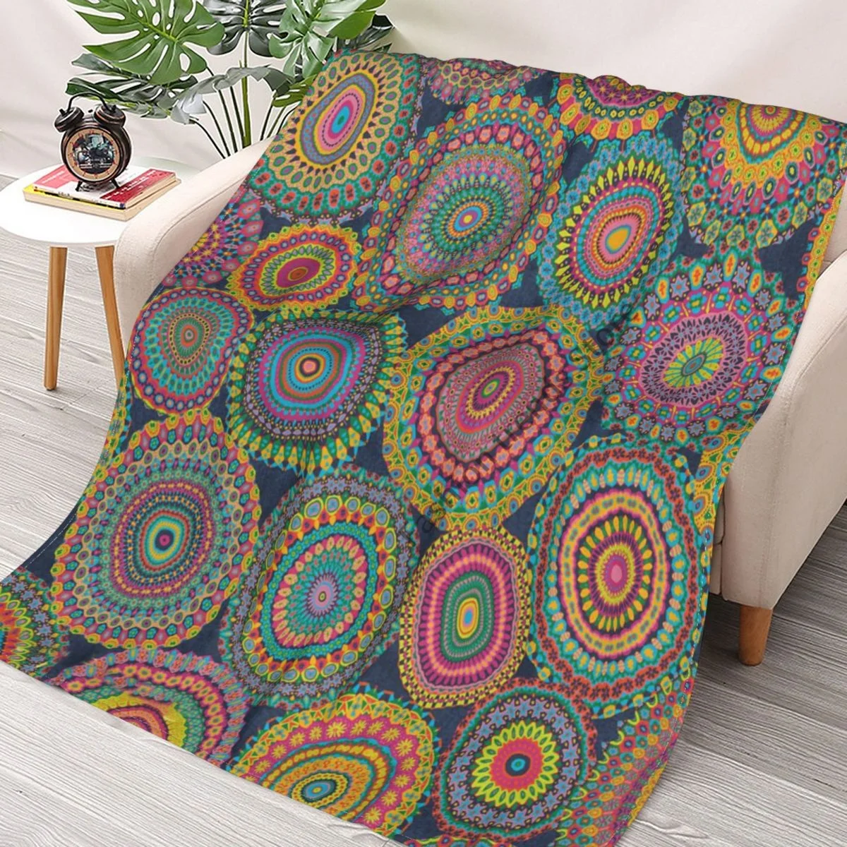 

Bohemia Blanket Fleece Printed Traditional Moroccan Colored Breathable Lightweight Throw Blankets for Bedding Travel Bedspreads