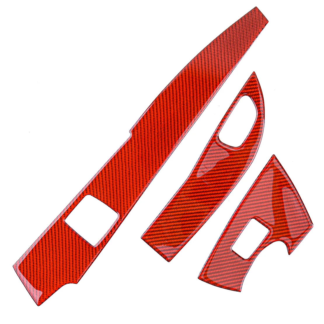 

3pcs Red Carbon Fiber Car Window Switch Panel Cover Trim Fit for Chevrolet Corvette C7 2014 2015 2016 2017 2018 2019 LHD