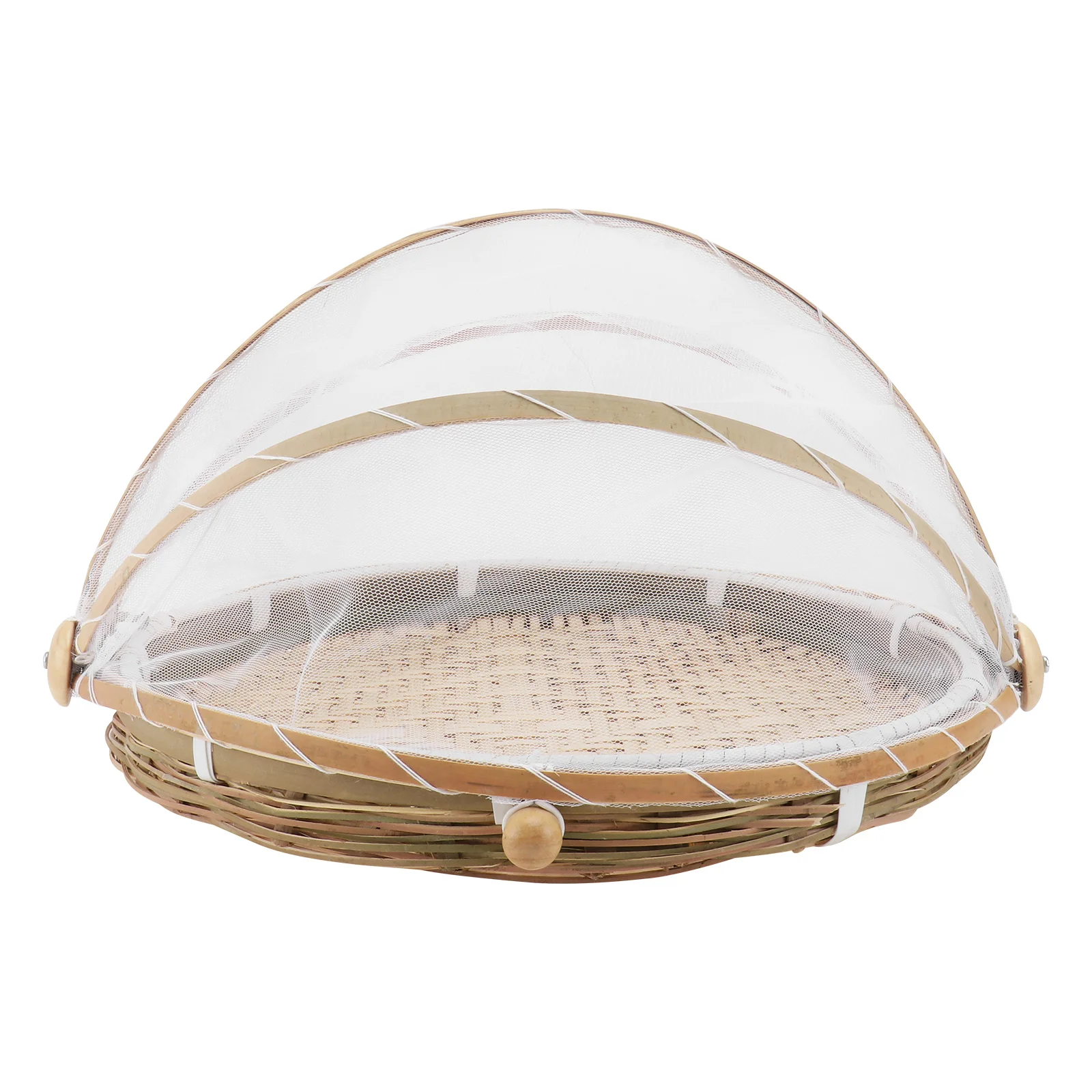 

Basket Foodserving Woven Tent Cover Tray Bread Wicker Baskets Storage Fruit Rattan Picnic Screen Flat Covered Mesh Round Hand