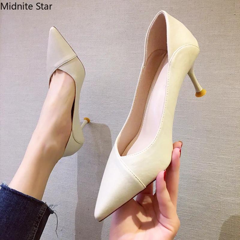 High Heels Stiletto Pointed Toe 2022 Spring and Autumn Sexy Women's Shoes Pumps Women's Leather Soft and Comfortable Shoes