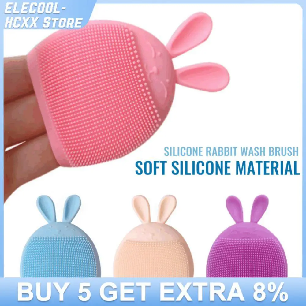 Multifunctional Silicone Rabbit Facial Cleansing Brush Manual Massage Cleansing Brush Baby Shampoo Brush Makeup Brush Cleaner