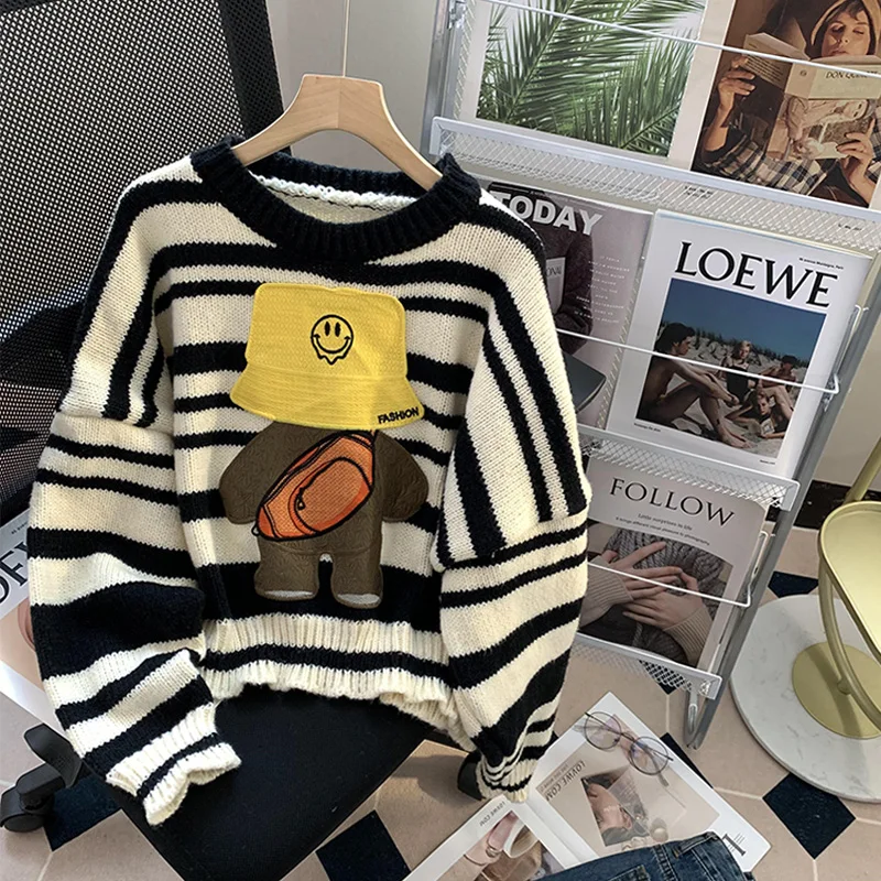 

Женский укороченный жаккардовый свитер, короткий вязаный джемпер с круглым вырезом, Осень-зима 2022