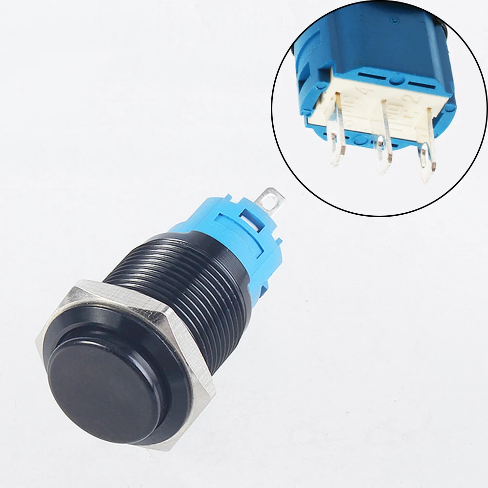 

Металлический кнопочный переключатель, 16 мм, оксидированный, черный, плоский/высокий, самоблокирующийся, водонепроницаемый, для автомобильного компьютера, без светодиодный Ода, 1NO1NC