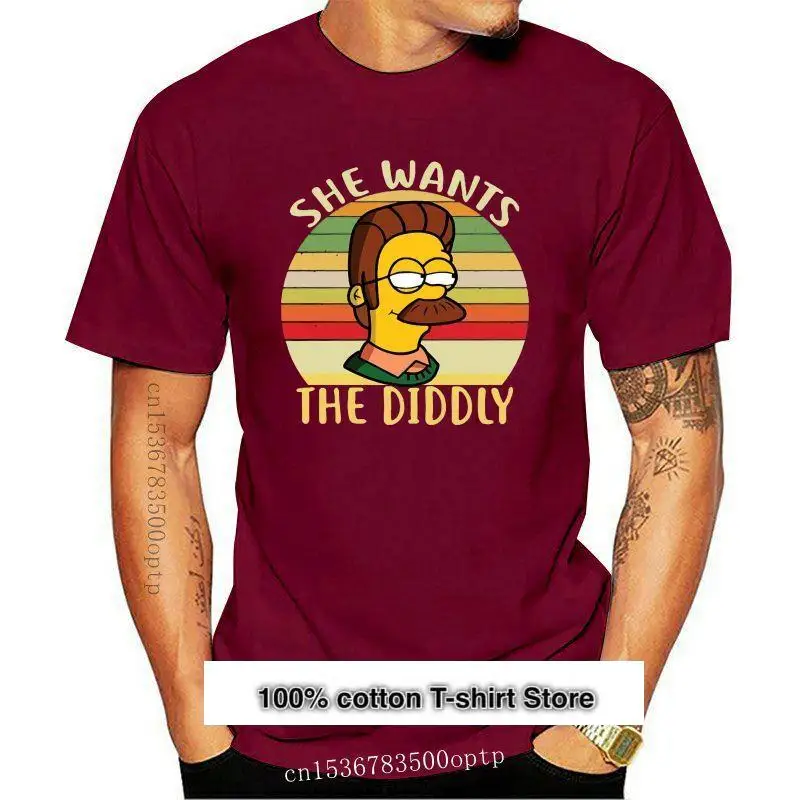 

Camiseta Retro de manga corta para hombre, camiseta con diseño de Ed Flanders, She want The Diddly Sunset, verano 2021