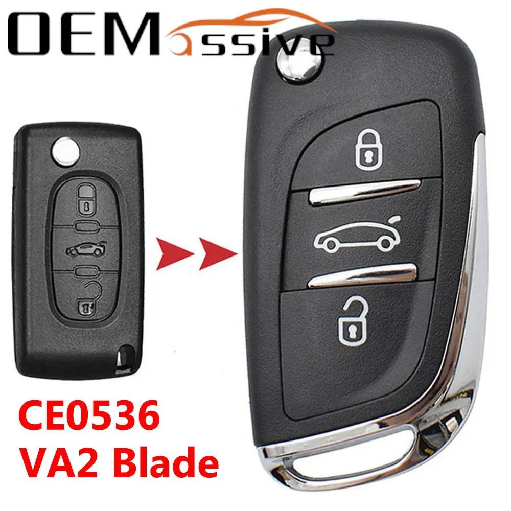 

3 Button Modified Car Remote Key Shell Case Fob For Citroen C2 C3 C4 For Peugeot 308 207 307 3008 807 Partner VA2 Blade CE0536