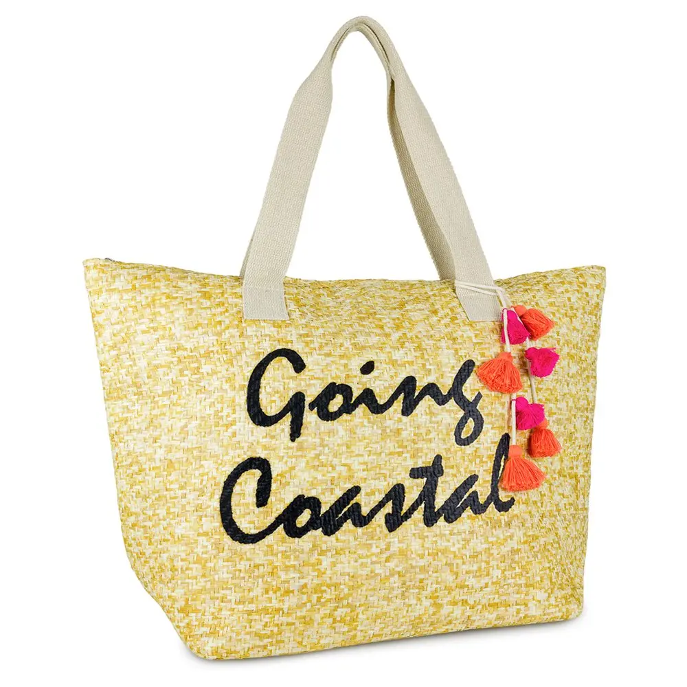 2023 NEW Women`s Insulated Going Coastal Verbiage Beach Tote Bag with Tassel fast shipping