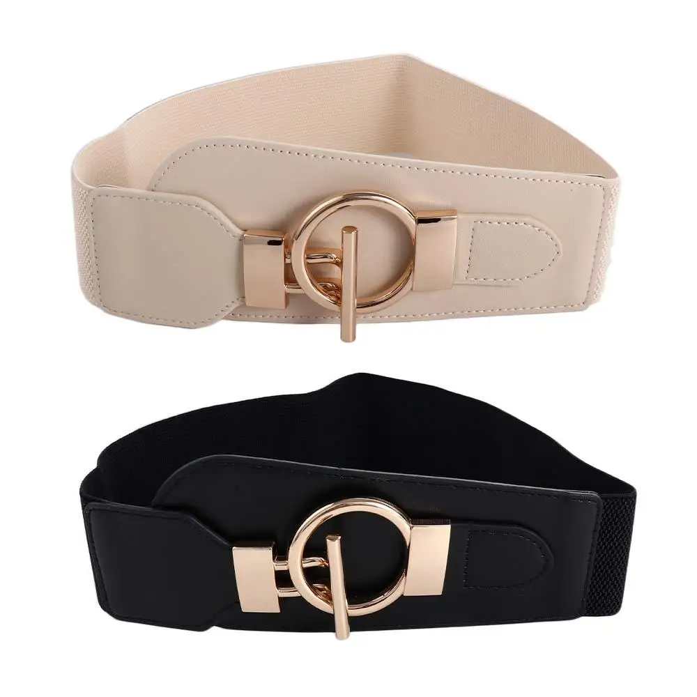 

Leather Hollow OT Buckle Elastic Corset Cummerbund Korean Waist Strap Coat Dress Decorative Women Waistband Waist Belt