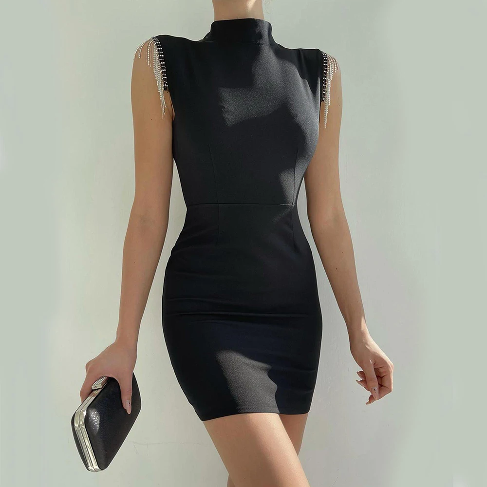 

Women'S Bodycon Elegant Party Mock Neck Summer Sleeveless Backless Dresses