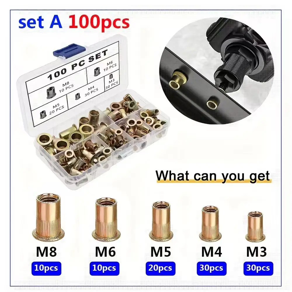 

Заклепки-гайки из углеродистой стали, 100 шт.