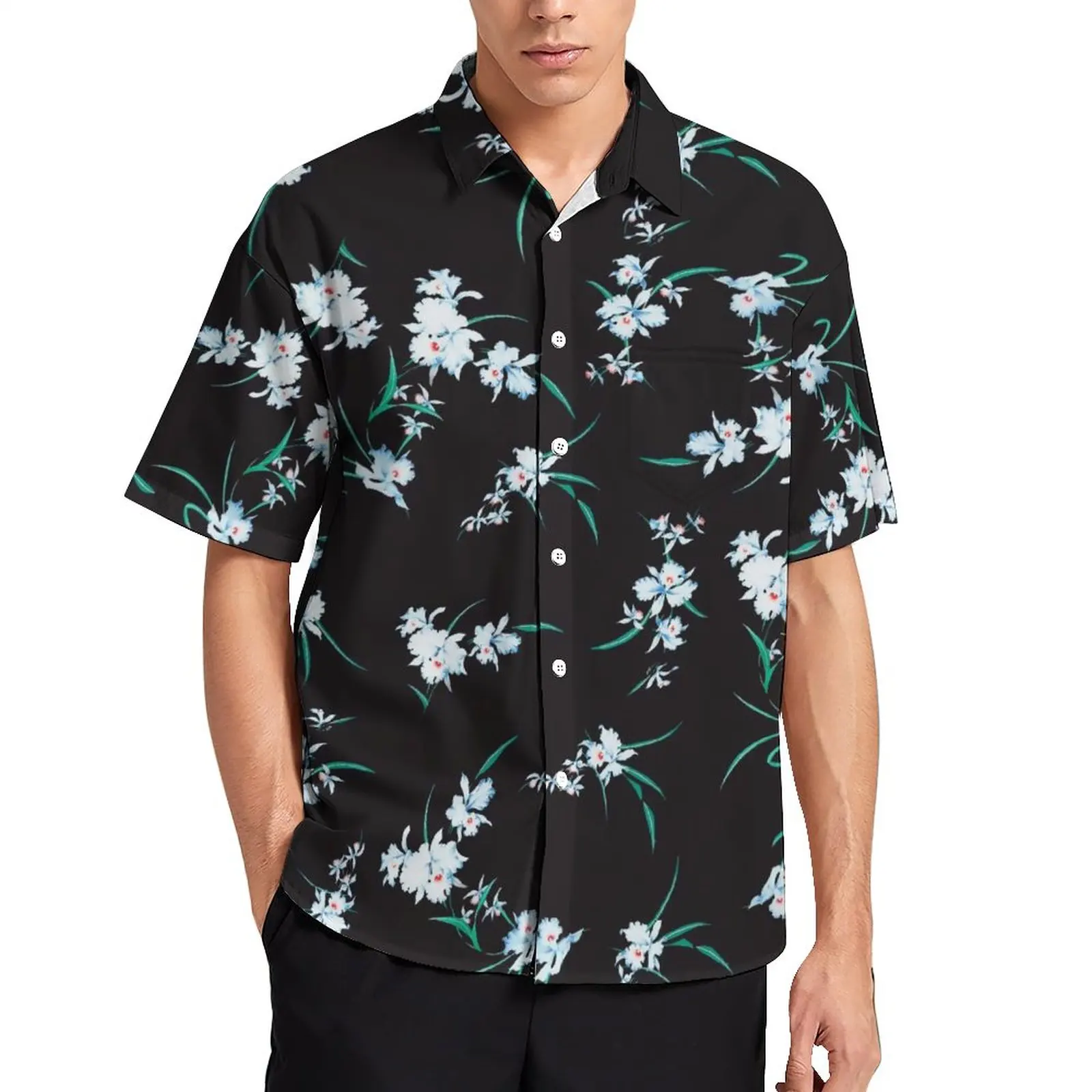 

Пляжная рубашка с милыми цветами, мужские повседневные рубашки с цветочным принтом и листьями, Гавайские модные блузки большого размера с короткими рукавами на заказ, идея для подарка