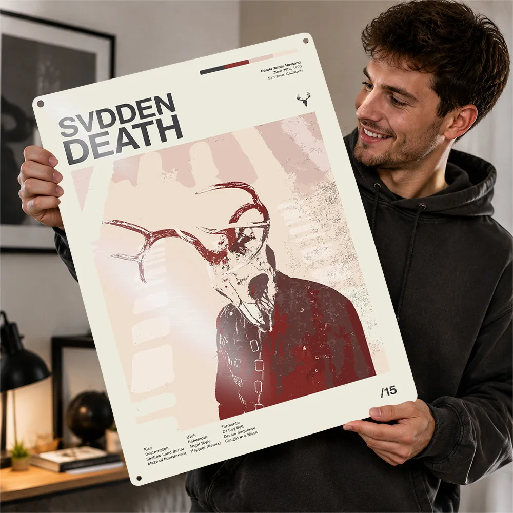 Фото Металлический постер Svdden Death Metal: Идеальный подарок для фанатов и любителей. Персонализированное настенное искусство, металлическая табличка для декора, забавные вывески, роскошный декор для стен. №1