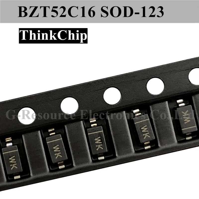 

(100 шт.) BZT52C16 SOD-123 SMD 1206 стабилизированный диод напряжения 16 В (маркировка WK)