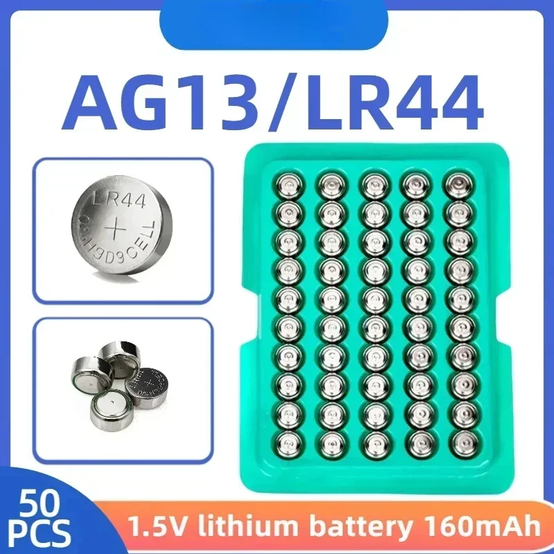 Фото Батарейки LR44 AG13 LR1154 357 SR44 RW82 SR1154 SP76, цинк-марганцевые, кнопочные, для часов, игрушек, цифровых термометров №2