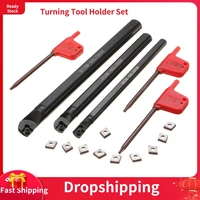 1set turning tool holder 7mm 10mm 12mm ccmt0602 carbide inserts set with wrench for lathe turning tool machine tool sets