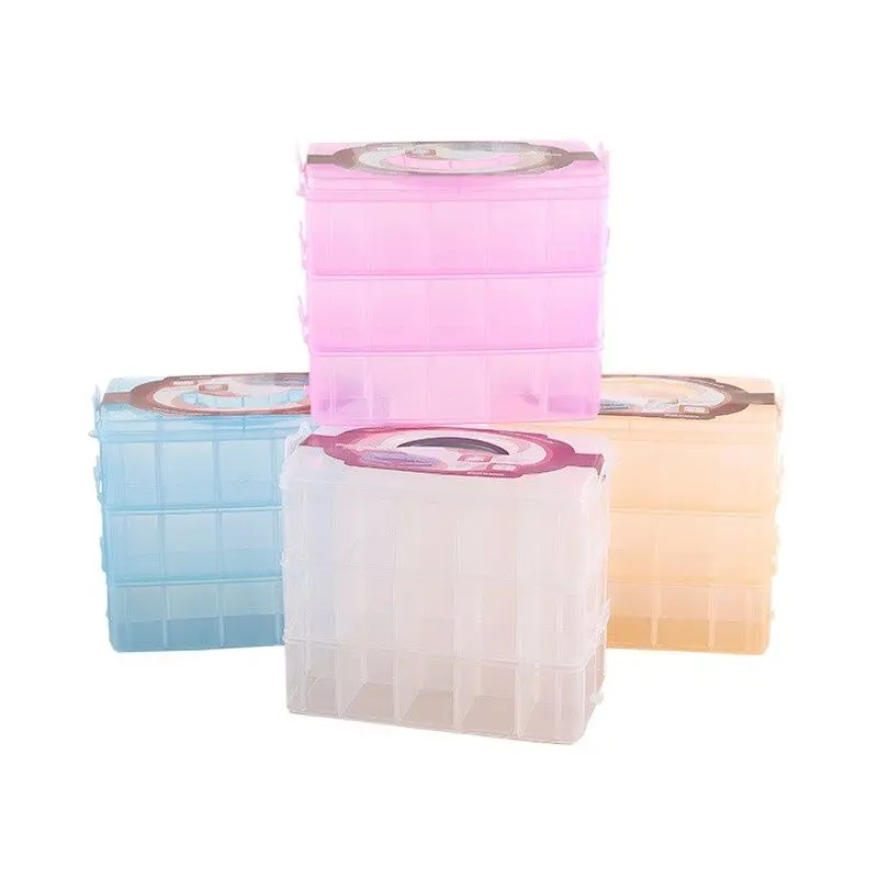 

3 Layers 30 Grid Removable Covered King Tights Toy Plastic Storage Box