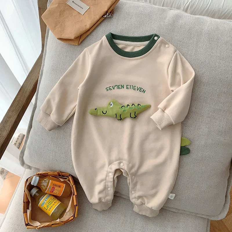 

MILANCEL Autumn Cute Baby Boys Clothes Cartoon Crocodile Letter Toddler Girls Romper