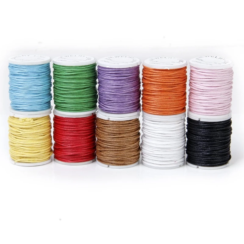 

10 Rolls Color Mixed Cord Cotton Wax String 1Mm Wire For Pearl