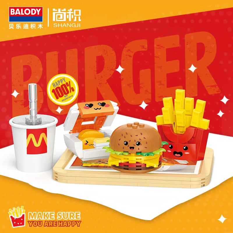 

Creative Expert Hamburger Set Building Blocks Meal Mini Granule Gourmet Bricks Assembled Chinese Home Decor Toys for Girls Gift