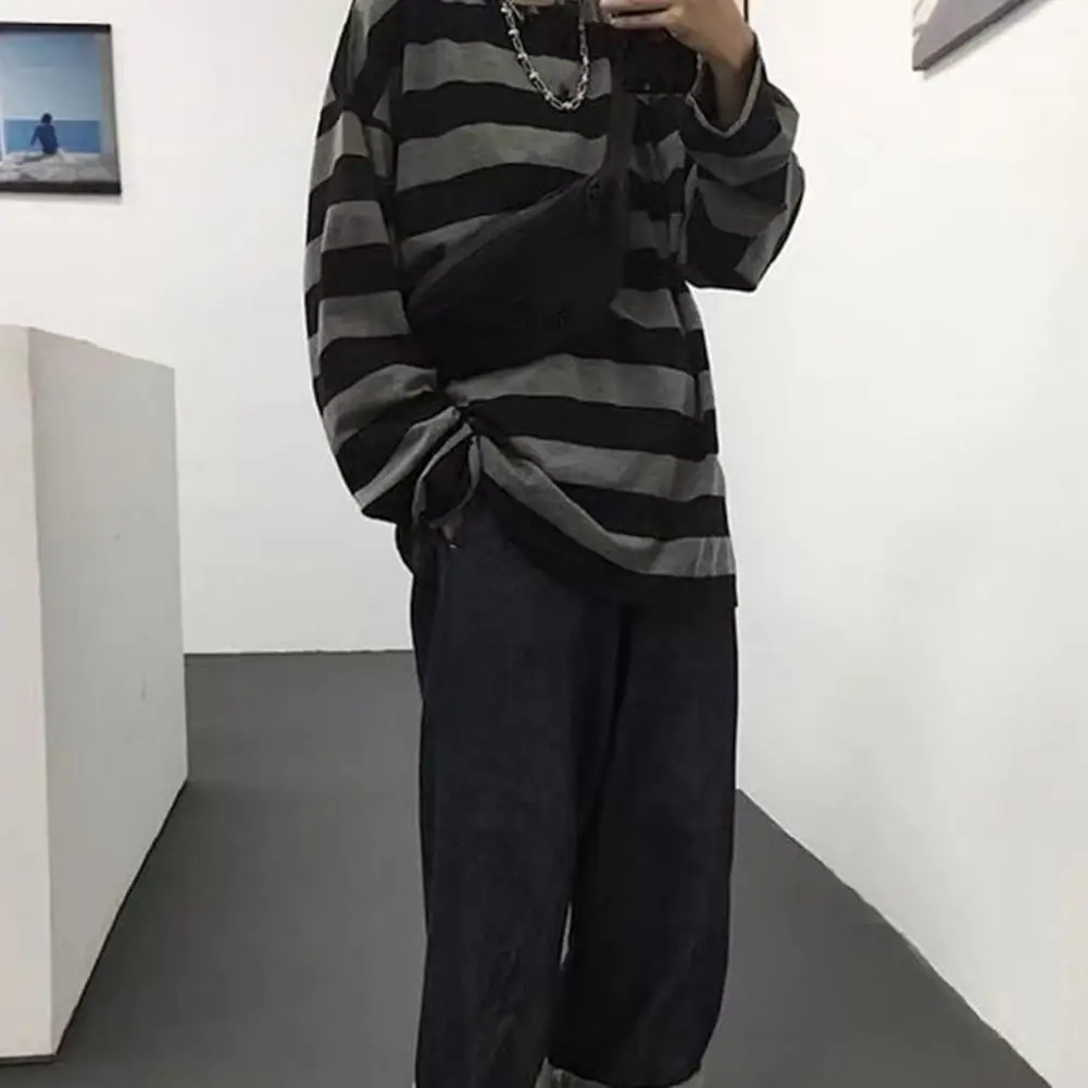 

Пуловер, топ, стильная винтажная блузка, полосатая футболка, повседневная одежда в полоску, осенняя футболка