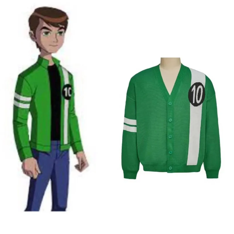 

Ben Tennyson Cosplay Costume Green Knitted Cardigan Sweater Casual Jacket Top Outfit Halloween Clothing