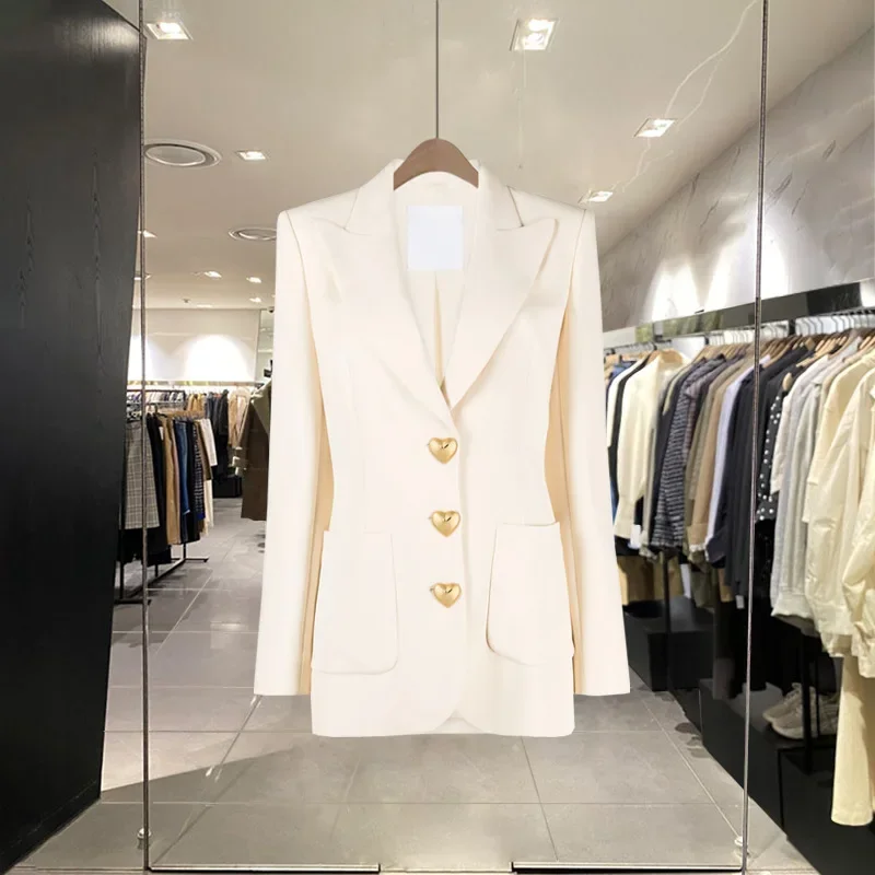 Весна 2024 новый однобортный черный маленький пиджак с тонкой талией женский