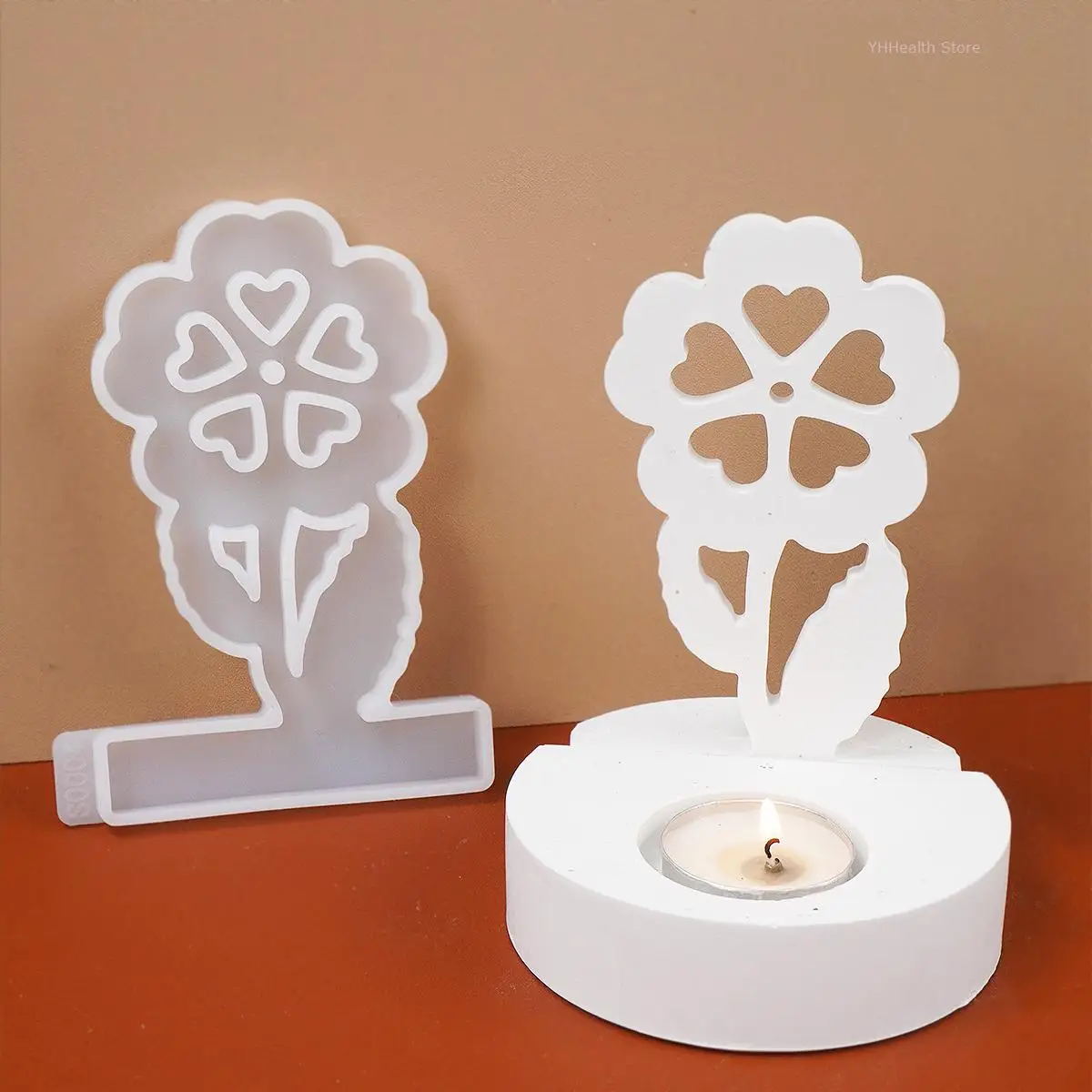 Цветочная Форма для подсвечника 3D полый цветок любви подсвечник силиконовая