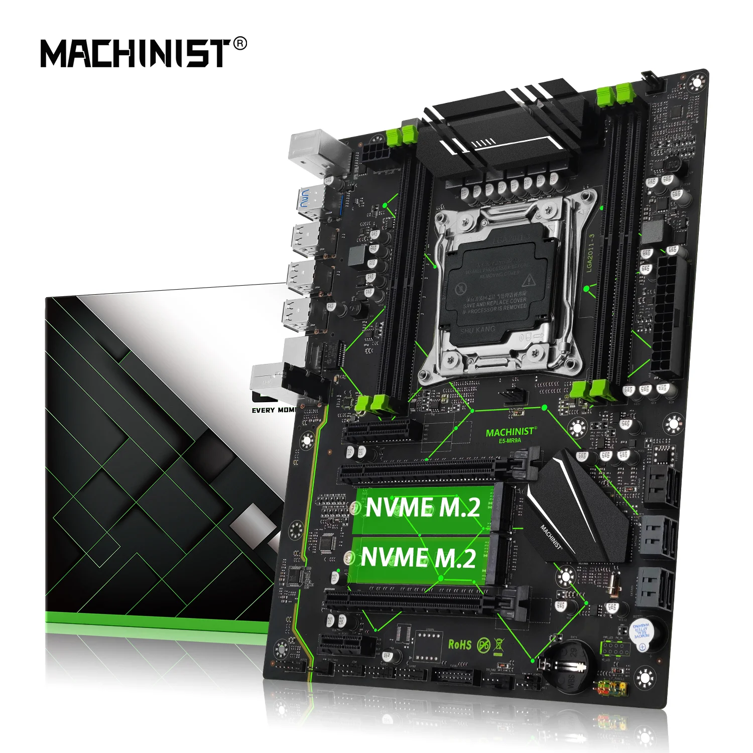   MACHINIST E5 MR9A LGA 2011-3,   Xeon E5 V3 V4  DDR4 ECC RAM ATX Dual NVME M.2,  