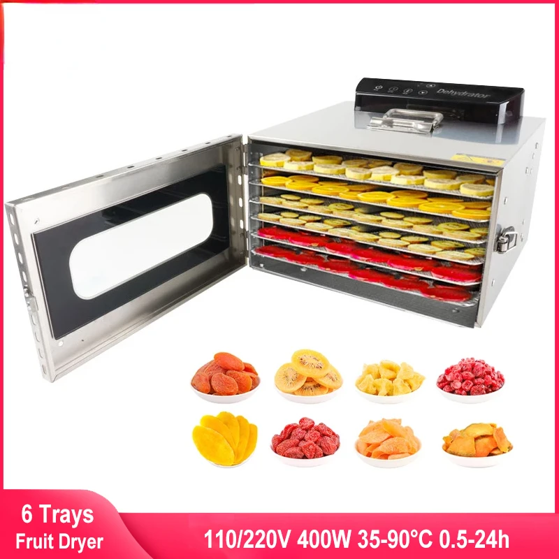 

6 Trays Huishoudelijke Voedsel Dehydrator Met Digitale Timer En Temperatuurregeling Groenten Fruit Vlees Voedsel Droger Lucht Dr