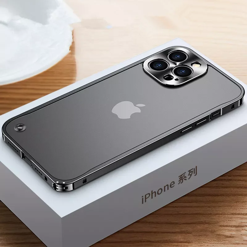 

Luxury Metal Bumper Frame Matte Phone Case for IPhone 12 13 Pro Max Mini 13Pro 12Pro IPones 13Promax Shockproof Cover