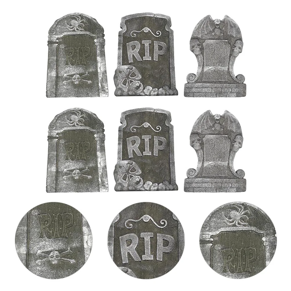 

6 Pcs The Cross Halloween Tombstone Desktop Decor Garden Graveyard Statue Funny Props
