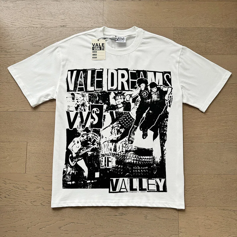 VALE FOREVER Ретро-футболка унисекс с эффектом потертости VALLEY DREAMS, свободного кроя, повседневная, с крестом из страз, в винтажном стиле (art.: 3920dc8f9beea) - 3920dc8f9beea