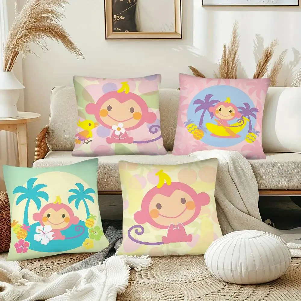 Фото Kawaii мультфильм Чи Чай Мончан милая обезьяна наволочка модная квадратная наволочка спальня диван комната Ins украшение досуг №2