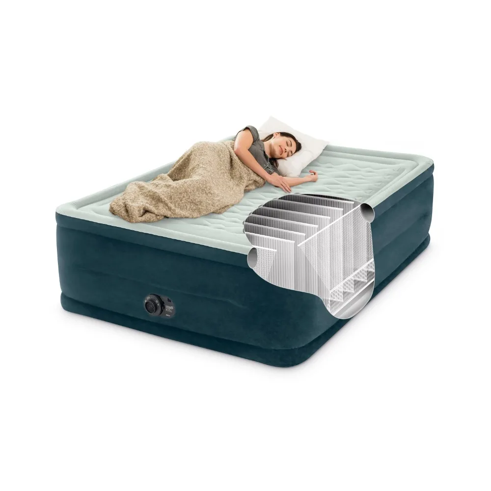 

Inflatable Sleeping Mattress for Trips 24” Dream Lux Pillow Top Dura-Beam Airbed Mattress With Internal Pump - Queen Tanxianzhe