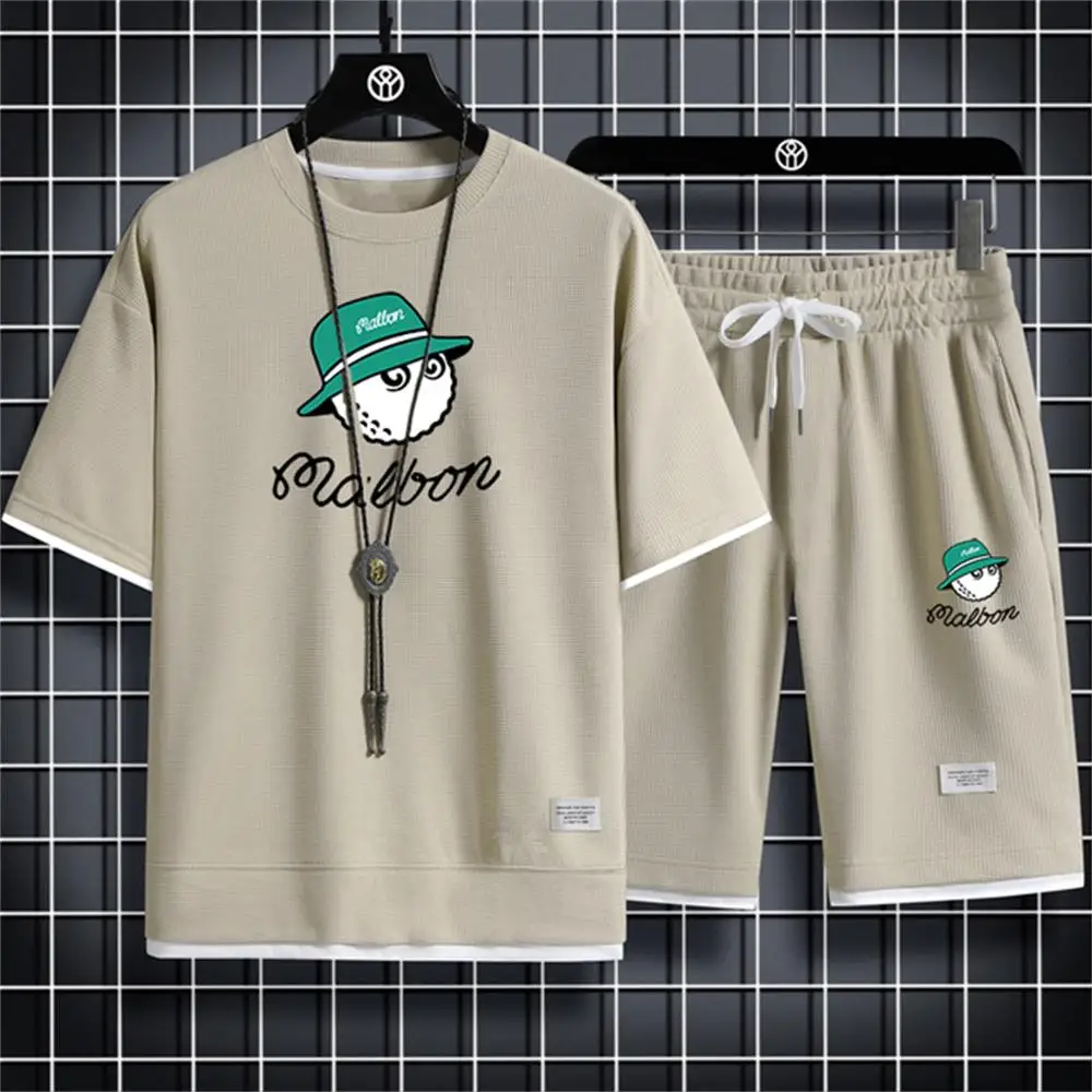 

Fashion men's set men's short sleeved T-shirt+sports shorts set men's casual clothing