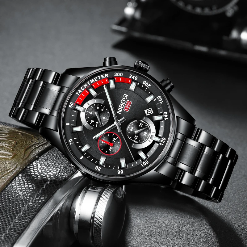 NIBOSI Fashion Mens Watches Top Brand Luxury Wrist Watch Quartz Clock Gold Watch Men Waterproof Chronograph Relogio Masculino enlarge