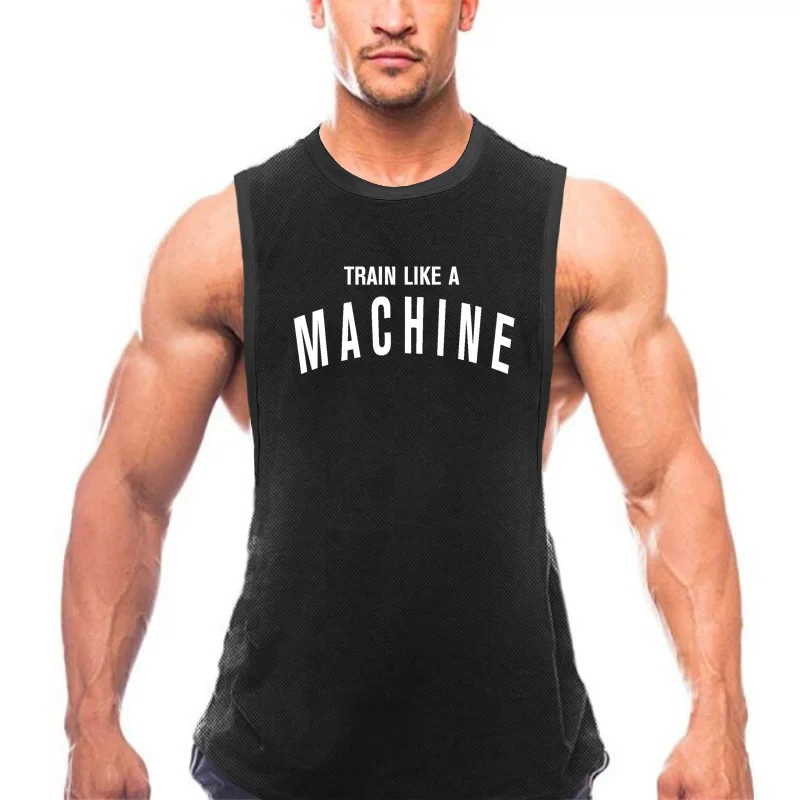

New summer fitness sleeveless T-shirt mens bodybuilding muscle breathable vest gym sports running quick-drying Tank Top