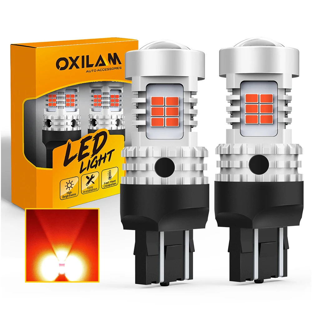 

OXILAM 2 шт. 7443 W21/5 Вт светодиодный T20 красный Canbus 7440 W21W WY21W светодиодная лампа без ошибок белый DRL указатель поворота автомобиля задний стоп-сигнал