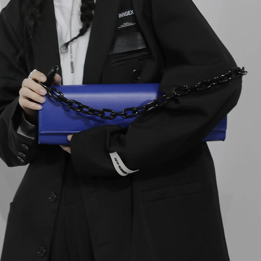 

Underarm Shoulder Bag for Women 2022 New Portable Casual Trend Blue Shoulder Crossbody Bag for Ladies Real Leather Square Bag
