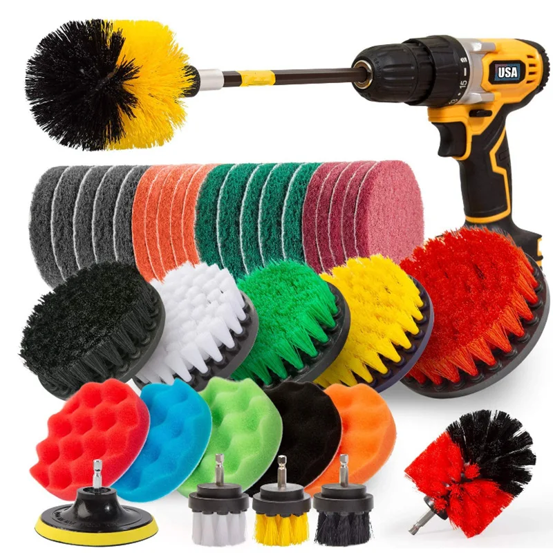 

37/22/5PCS Brush Attachment Set Wash Cleaning Brushes Tool Kit with Extender for Kitchen Car Tire Glass Windows Cleaning Tools