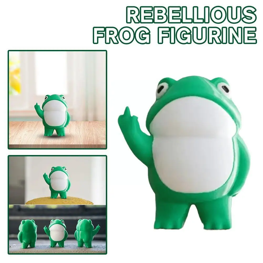 

1pcs Resin Frog Figurine Rebellious Gesture Funny Birthday Gift Cute 2023 Hot Decoration Home Ugly Personalized And Sale U8I8
