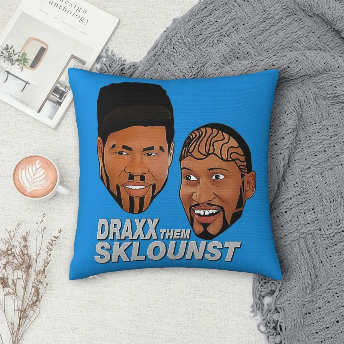 Фото Наволочка Key & Peele Draxx Them Sklounst квадратная, из полиэстера, льна, бархата, с креативным декором на молнии, оптом для декора комнаты №4