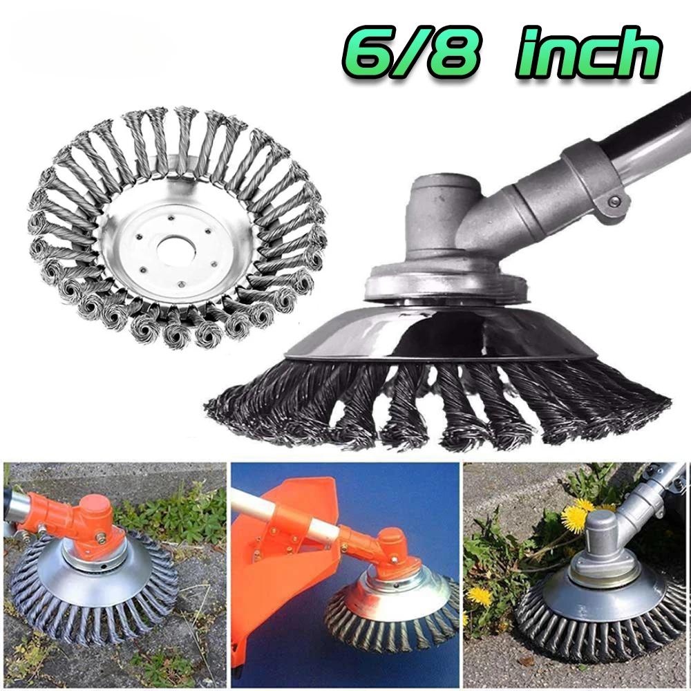 

6/8 Inch Steel Wire Cutter Trimmer Head Grass Weed Brush Cutter Head for Rust Removal Lawnmower Weeder Plate Cleaning Tool