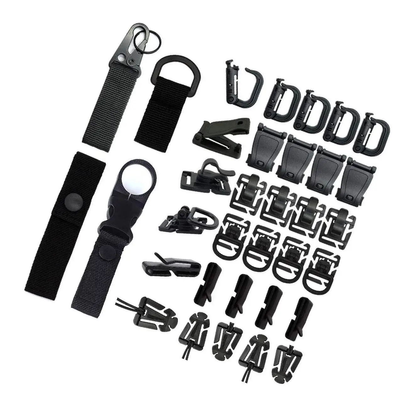 

34Pieces Molle Attachments for Tactical Vest Webbing Key Ring D-Ring Clip