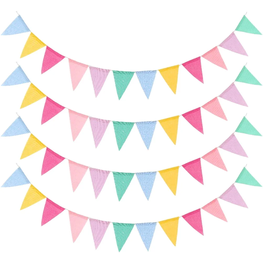 

4pcs Banner Decor Colorful Banner Felt Pennant Banner Rainbow Banners for Indoor House
