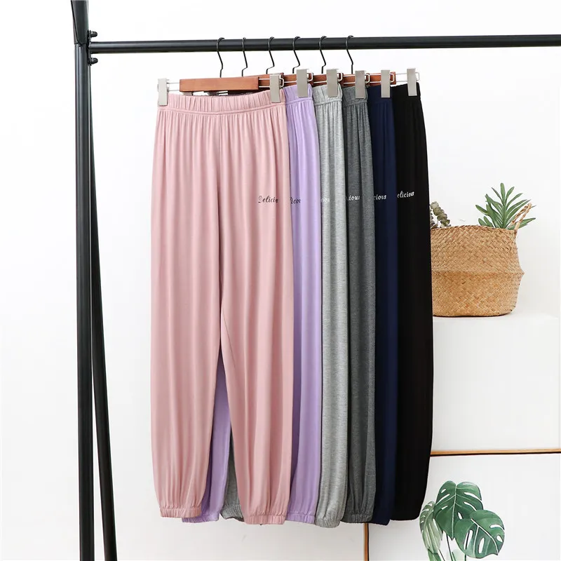 

Solid Color Pajama Pants Soft Modal Home Pants for Spring and Summer Loose Women Sports Pants